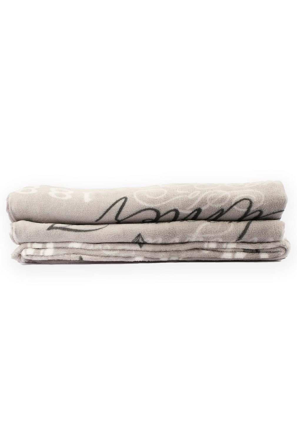 Script Printed Coral Fleece Blanket