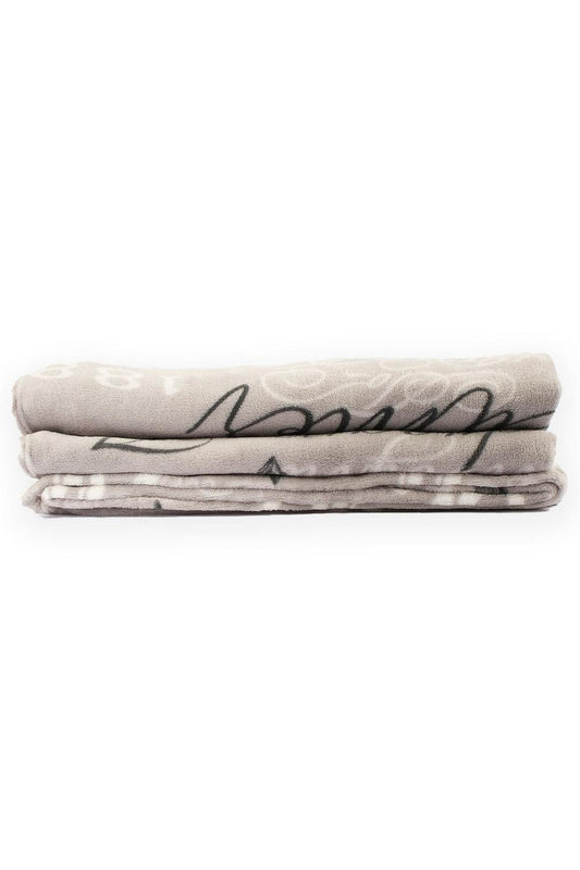 Script Printed Coral Fleece Blanket