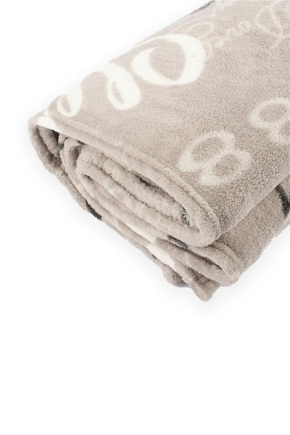 Script Printed Coral Fleece Blanket